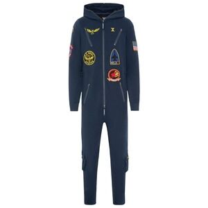 ONEPIECE Aviator Jumpsuit Adult XL Midnight Blue Top Gun Hooded 2 Way Zip Lounge